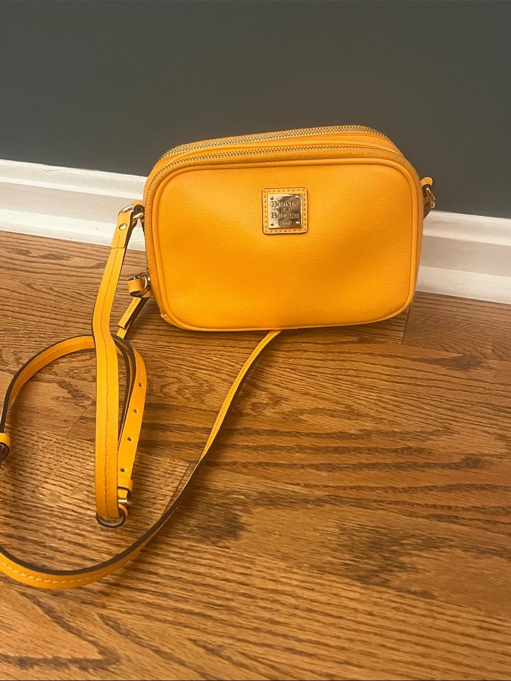 Dooney & Bourke Saffiano Camera Crossbody Tangerine Color